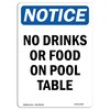Signmission Safety Sign, OSHA Notice, 18" Height, Aluminum, No Drinks Or Food On Pool Table Sign, Portrait OS-NS-A-1218-V-14494